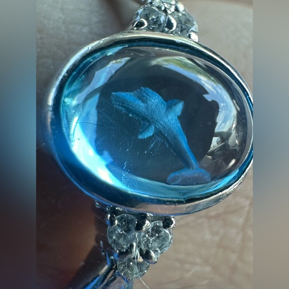 Diamond and Topaz Dolphin Intaglio Fish Marine Ocean Solid Gold Whale Shark - Picture 16 of 17